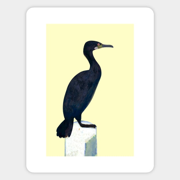 Sitting cormorant Magnet by Hayh0